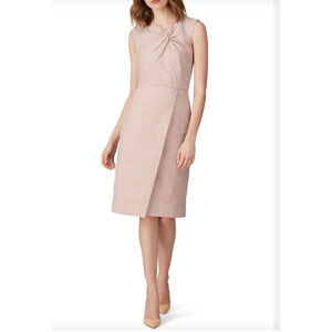 REBECCA‎ TAYLOR TAILORED Rosa Slub Twill Womens Sheath Dress Size 4 Pink Linen